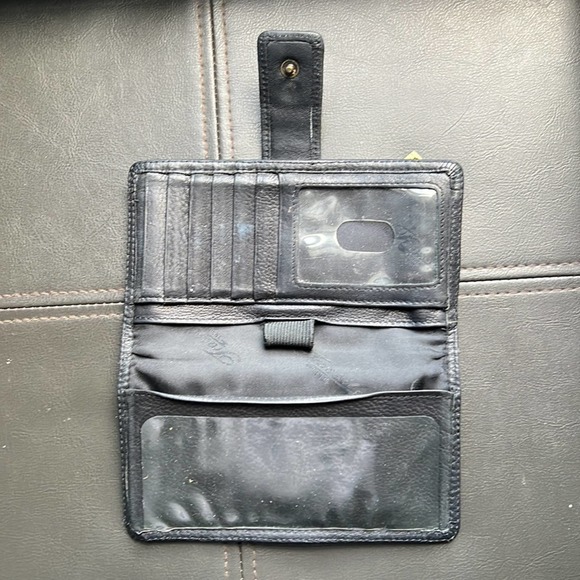 Fossil | Black Leather Checkbook Holder Wallet Change Purse - Picture 4 of 9